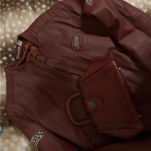 Vintage Etienne Aigner dark red clutch satchel bag-